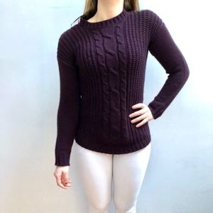 Dark purple cable knit sweater